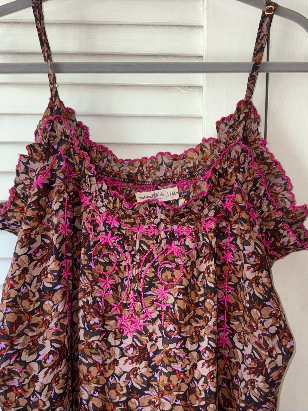 NWT Natural Life Harley Midi Dress XL Floral Embroidered Pockets Rayon - Picture 3 of 7